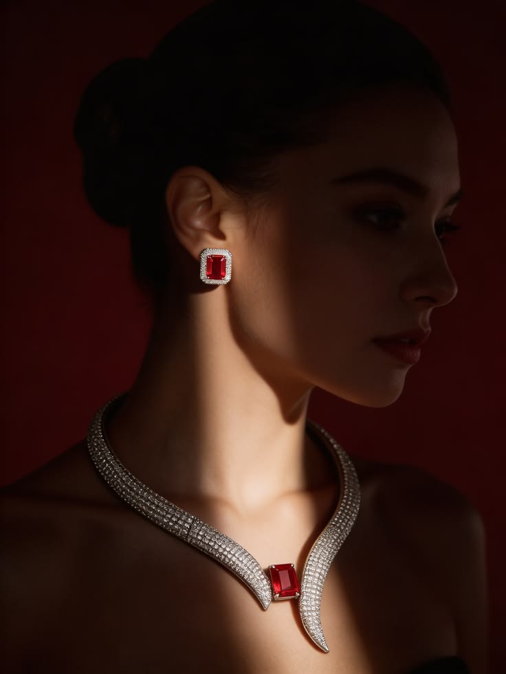 Scarlet Majesty Ruby Collar & Studs