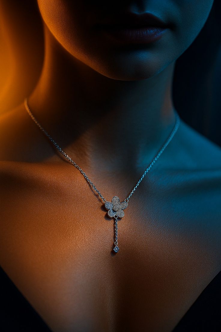 Fleur Pavé Diamond Y-Drop Necklace