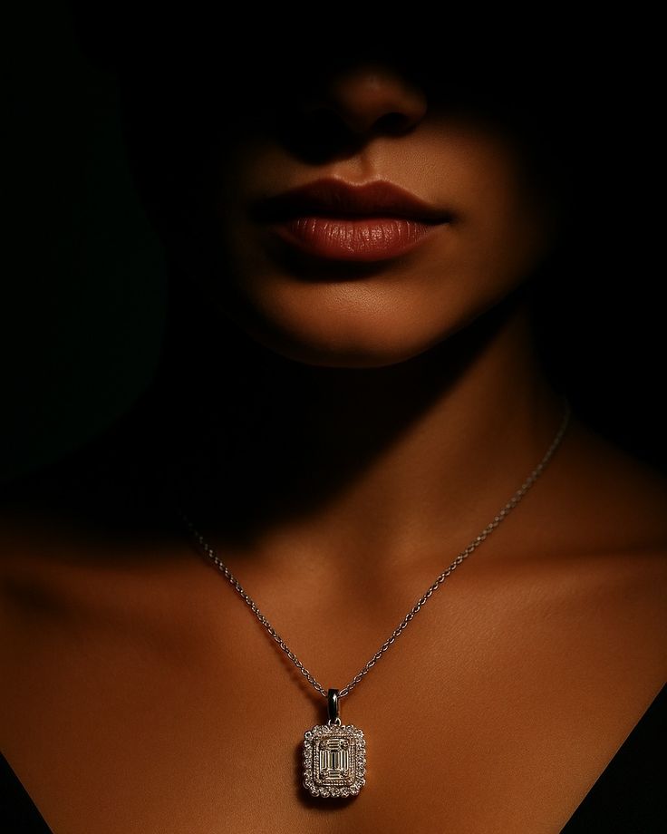 Seraphina Emerald-Cut Diamond Solitaire Pendant